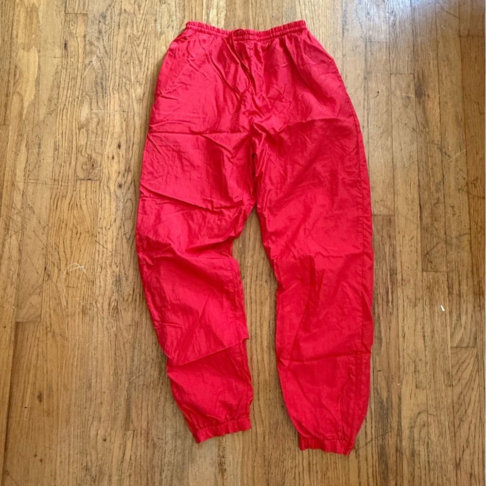 Vintage wind pants, jogger, track pants, red hot hot hot Sz small